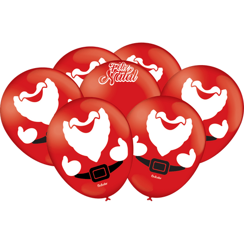 Balão Vermelho Papai Noel 9" Natal Festa Temática 25 Unid