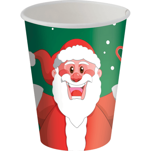 Copo de Natal Descartável em Papel 200ml Estampa do Papai Noel