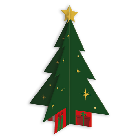 Árvore Natal 3D Decoração de Mesa com Estrela e Presentes