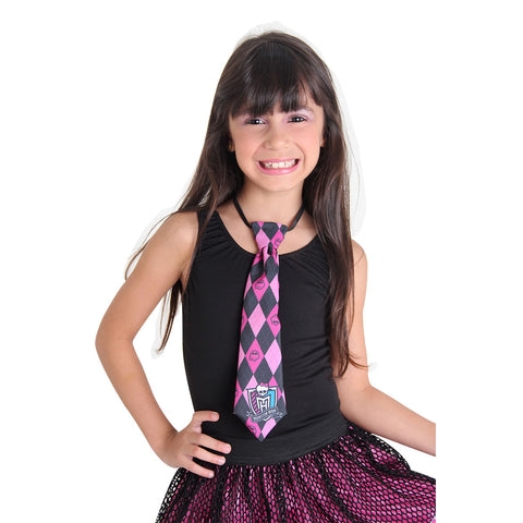 Gravata Monster High Rosa e Preta Acessório Draculaura Infantil