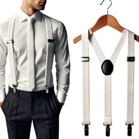 Suspensório Liso Branco - Ideal para Fantasias e Trajes