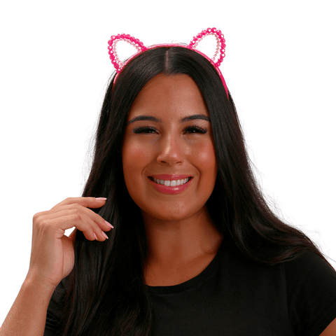 Tiara Gatinha Rosa Delicada Acessório Fantasia Feminina