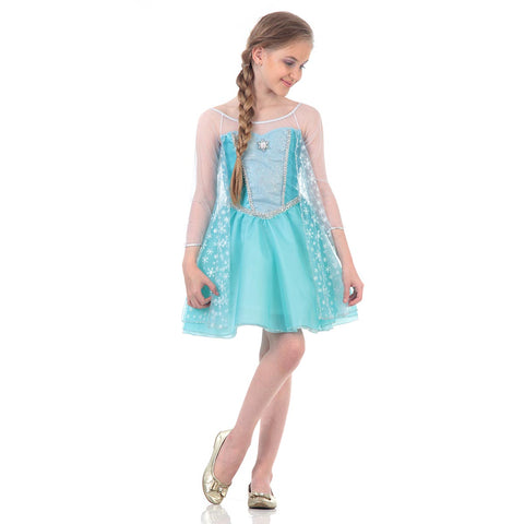 Fantasia Vestido Curto Elsa Verão Infantil - Disney - Frozen