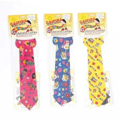 Gravata Remendão de Festa Junina Tecido Autocolante Sortida