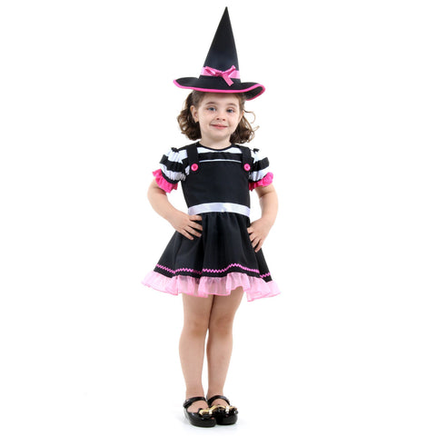 Fantasia Vestido  Infantil Bruxinha e Chapéu  Halloween