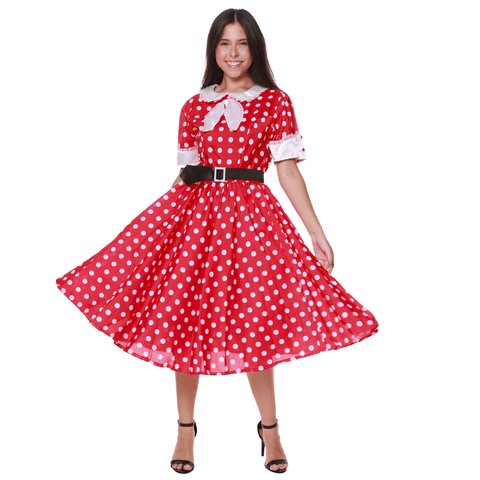 Fantasia Anos 50 Feminina Vermelha Adulto
