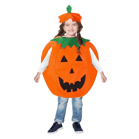 Fantasia Abóbora Infantil Divertida Halloween com Chapéu