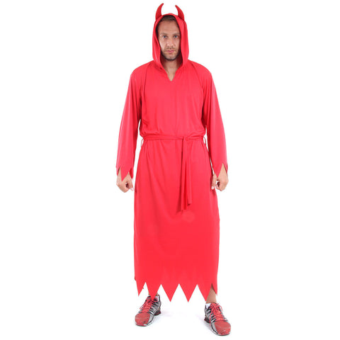 Fantasia Diabo Adulta Com Capuz e Chifres Halloween