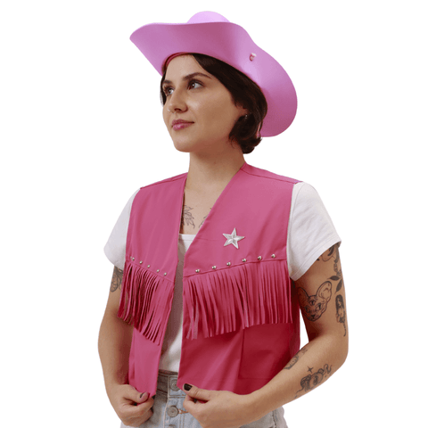 Fanasia Country Feminino Rosa Adulto Kit Festa Junina
